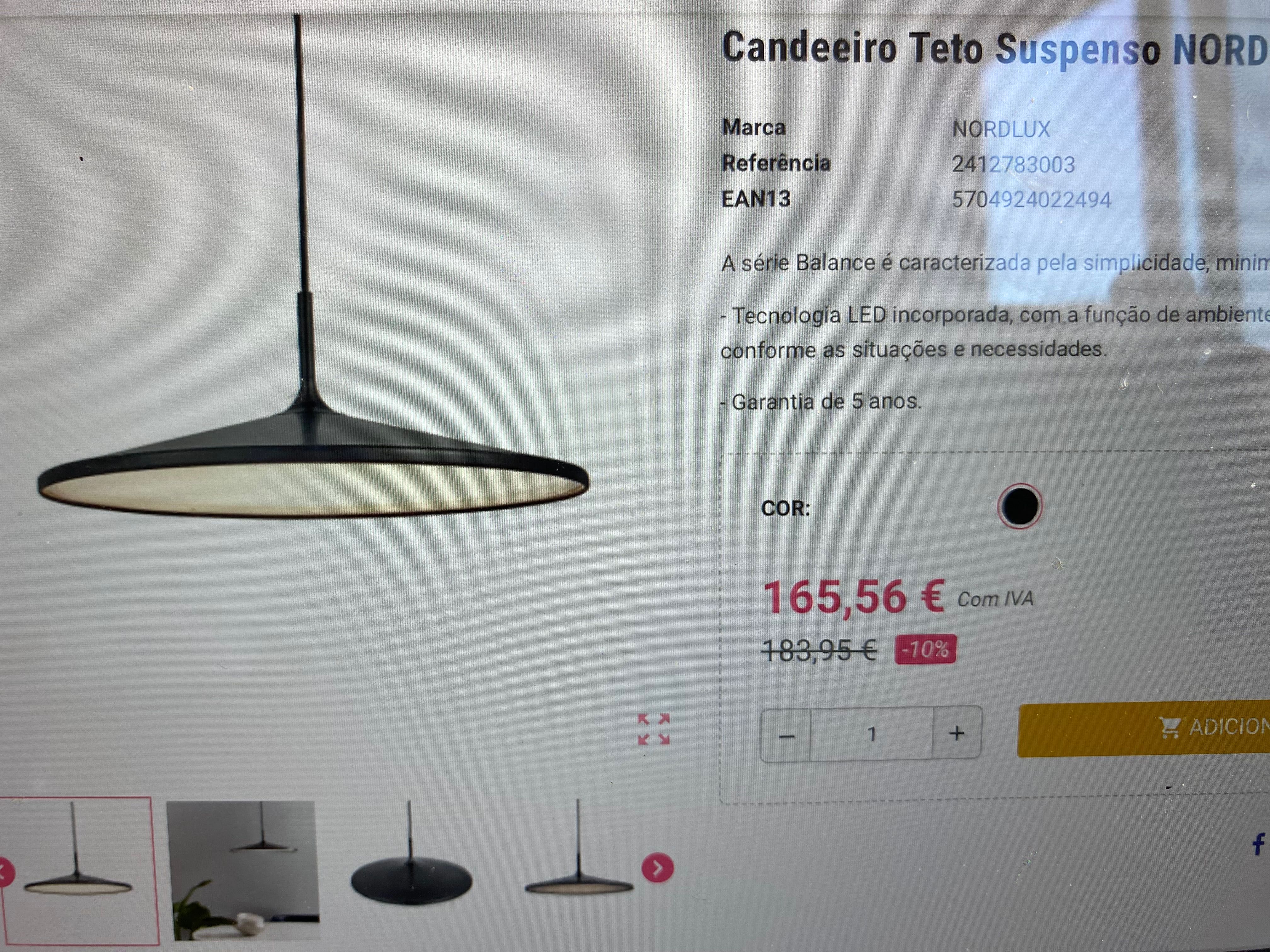 Conjunto candeeiros suspensos NORDLUX - e  Apliques teto 3