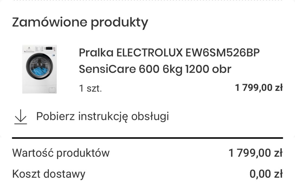 Sprzedam nowa pralke na gwarancji ELECTROLUX slim 6 kg zaladunku