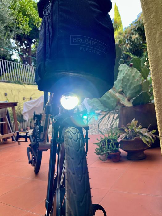 Brompton Electric Bike, C-Line 12 Speed, in Dune Sand