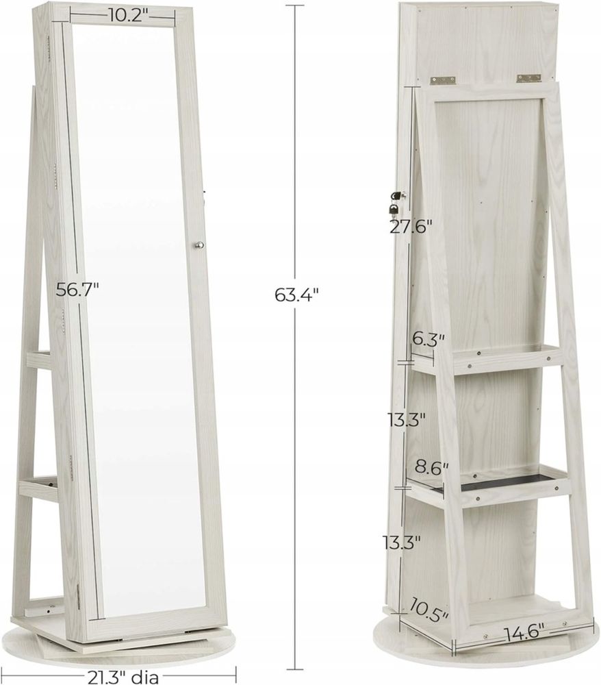 Toaletka Songmics odcienie szarości 54 x 161 x 54cm