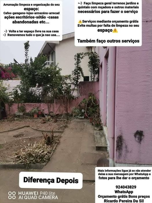 Faço Limpeza geral Podas Terrenos e Quintais Rocadora tb outros serviç