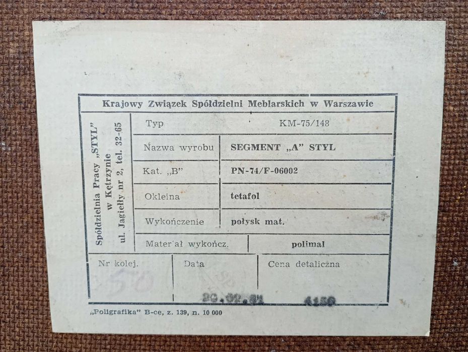 Segment meblowy STYL, 1981 rok (cena za komplet!)