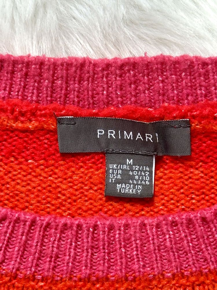 Sweter kolorowy M primark w pasy paski cieplutki