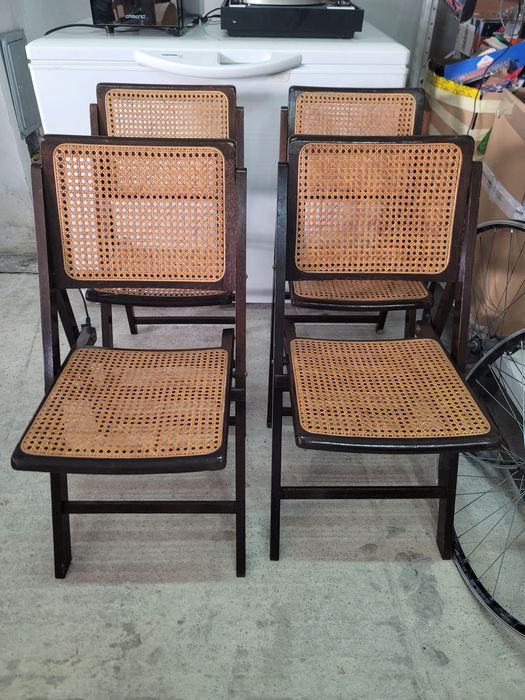 Krzesła Składane Rafia Vintage