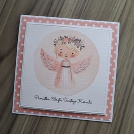 Personalizowana kartka na Chrzest z Aniołem Stróżem