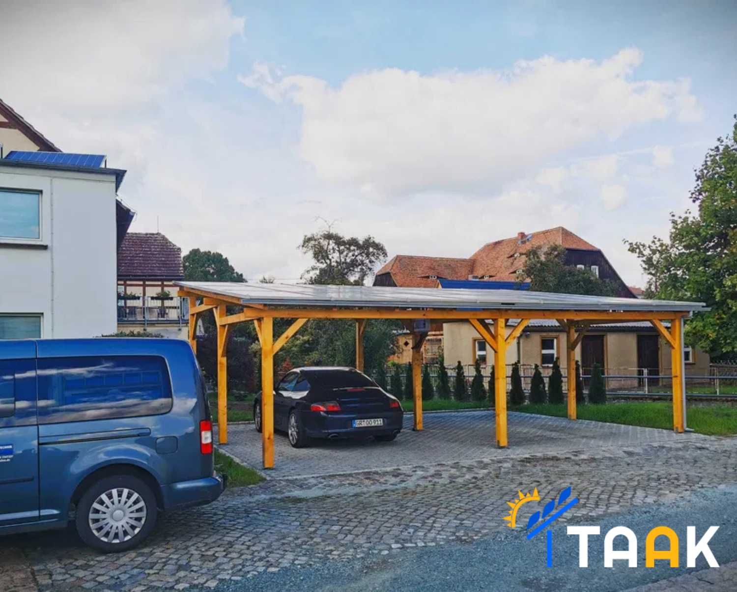 Drewniana Wiata Altana Fotowoltaiczna 9.9 kW z magazynem 15 kWh