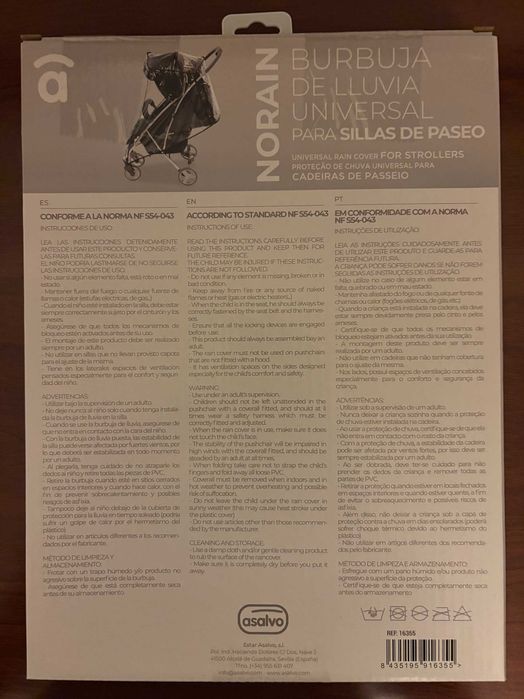 Capa de chuva universal para carrinhos de bebé