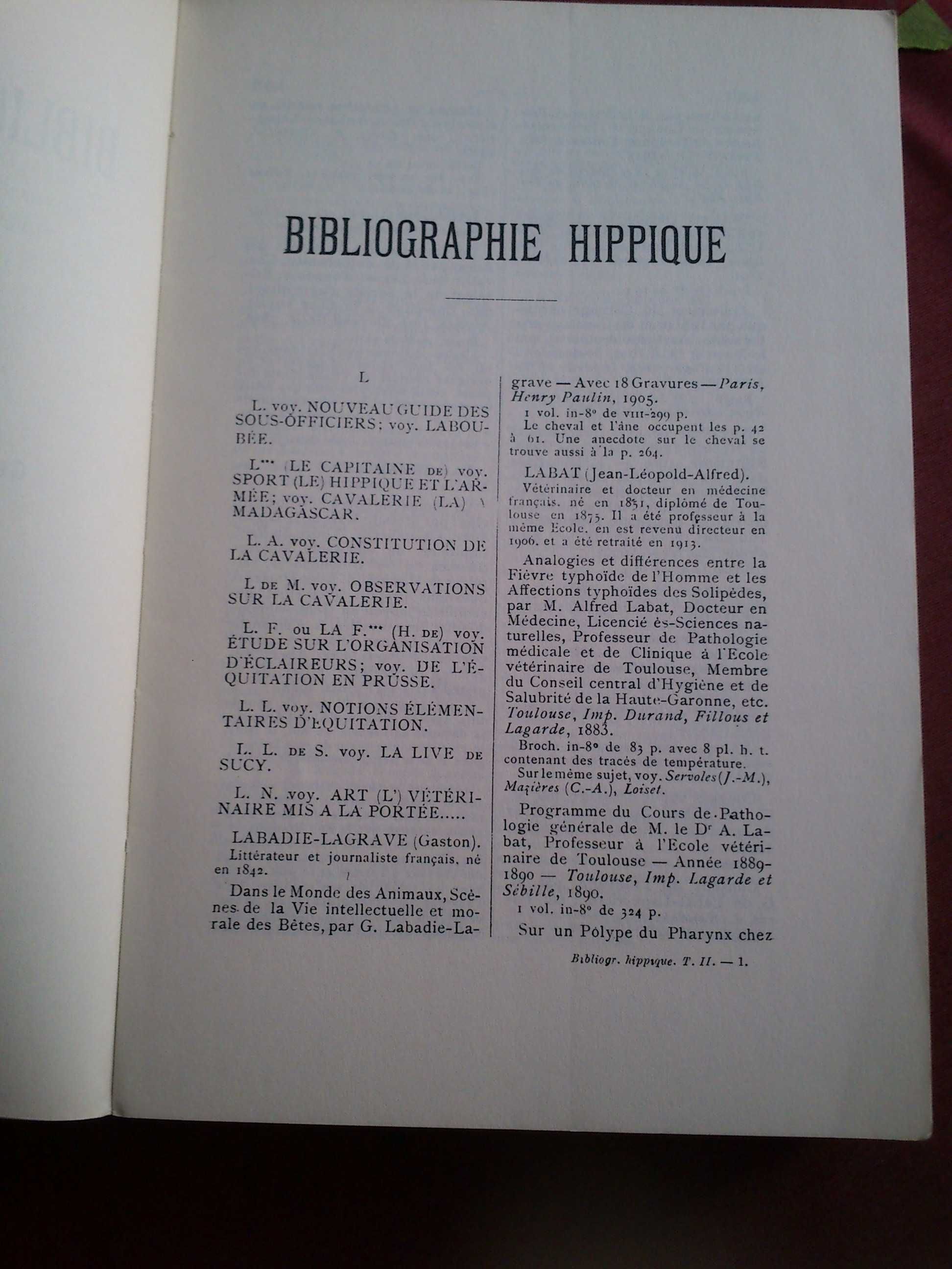 General Mennessier de la Lance-Essai de Bibliographie Hippique-1971