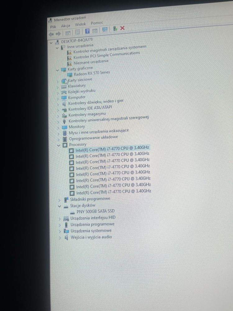 Komputer I7 4770 rx 570 16gb ram
