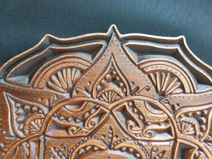 Mandala orientalna kolonialne styl rzeźbiona płaskorzeźba drewno 48cm!