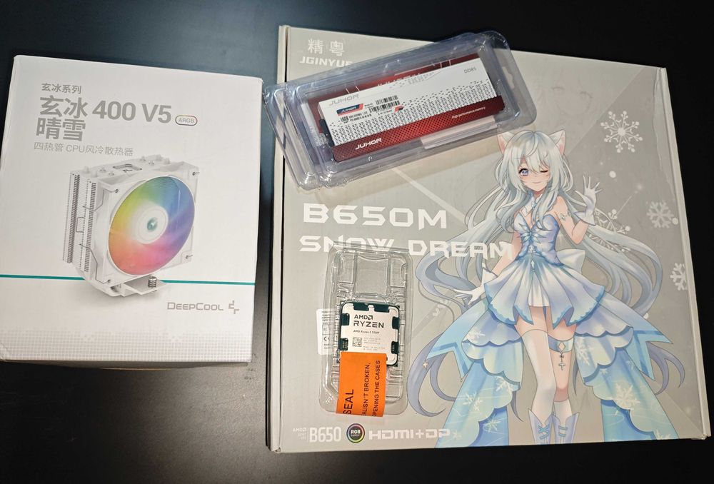 AM5 B650M Snow Dream| AMD Ryzen 5 7500f|DDR5 32gb(2x16)|кулер комплект