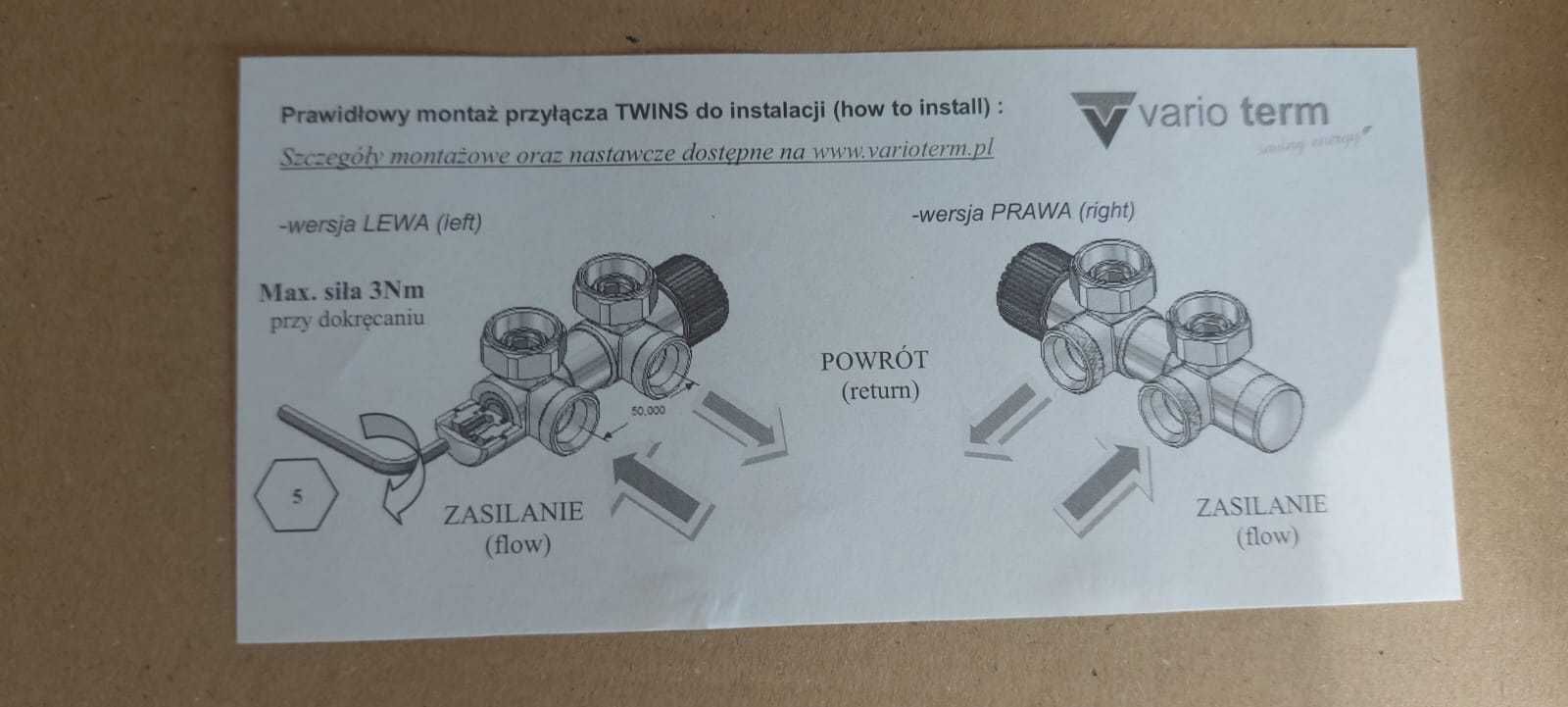 Zawór grzejnikowy, komplet (all in one) – Vario Term – nowy