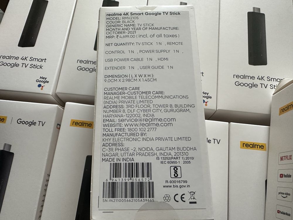 Realme 4K Smart Google TV Stick смарт тв приставка Android tv box