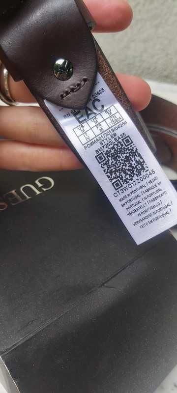 Nowy pasek GUESS 100% Skóra skorzany M 95cm brązowy wada t042 męski