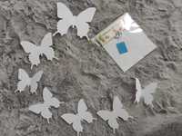Białe motyle 3D ozdoba na ścianę auto 7 sztuk - 7cm 8cm 12cm NOWE