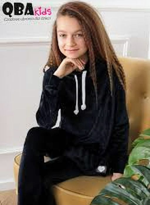 Dres welurowy bluza z kapturem jesienny qba kids