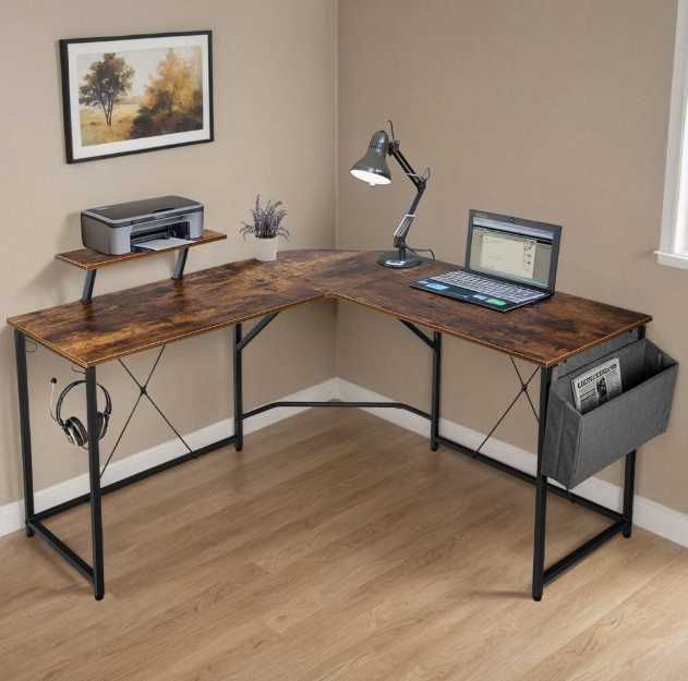 NOWE Biurko GAMIGNOWE  Narożne Komputerowe Metalowe Szkolne 130x130Cm