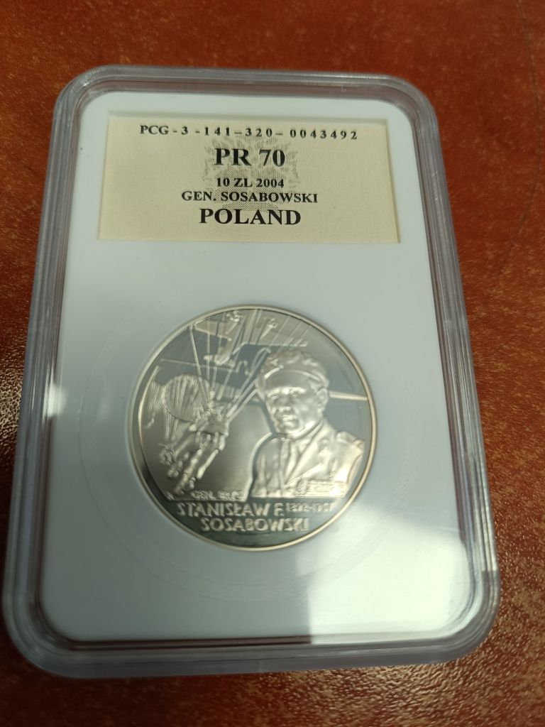 10 zł srebrne PR70 Stanisław F.Sosabowski