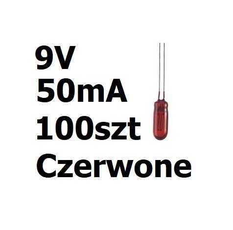 Żarówka miniaturowa czerwona 3x7mm 9V 50mA 100szt