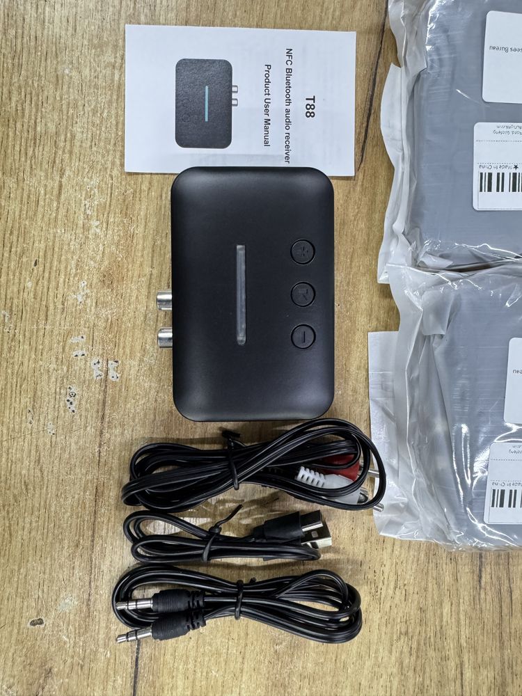 Блютуз Bluetooth 5.3 NFC аудіо приймач T88 AUX RCA USB C