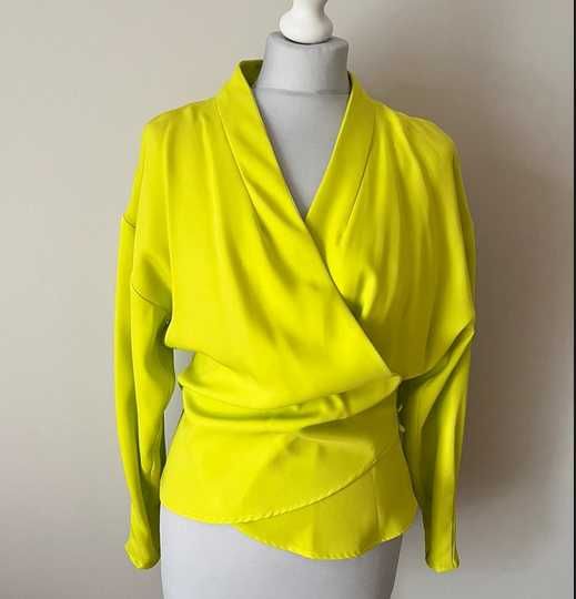 Limonkowa bluzka z długim rękawem. Zara. Rozmiar S. Nowa