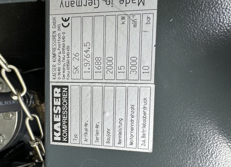 Kompresor ŚRUBOWY KAESER SK26 15Kw