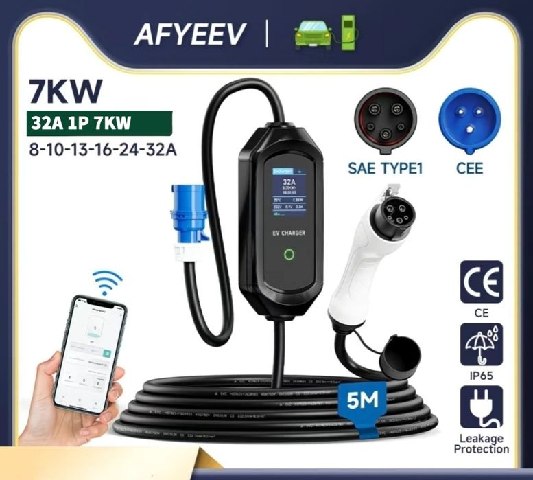 Зарядка type 2 32A 7.2kw кВт EV Charger + wifi,сумка
