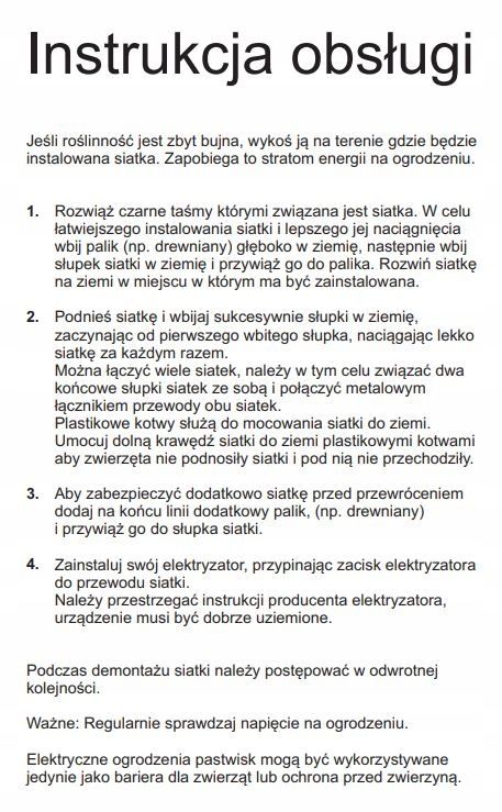 Siatka elektryczna dla drobiu na drób 112CM/50M PREMIUM pastuch