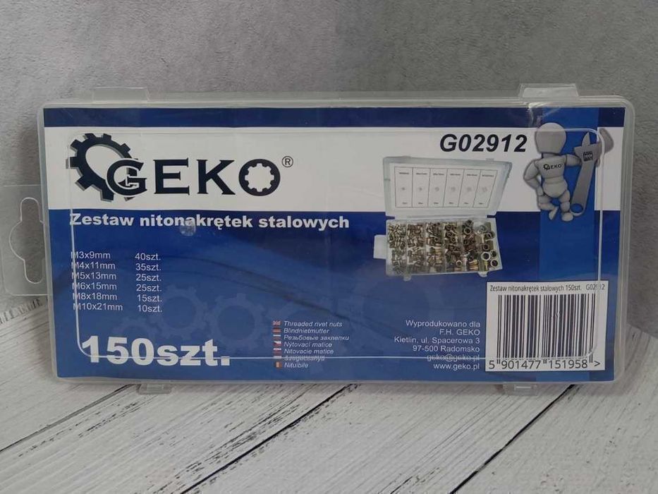 Набор резьбововых заклепок 150 Элементов M3-M10 Geko G02912