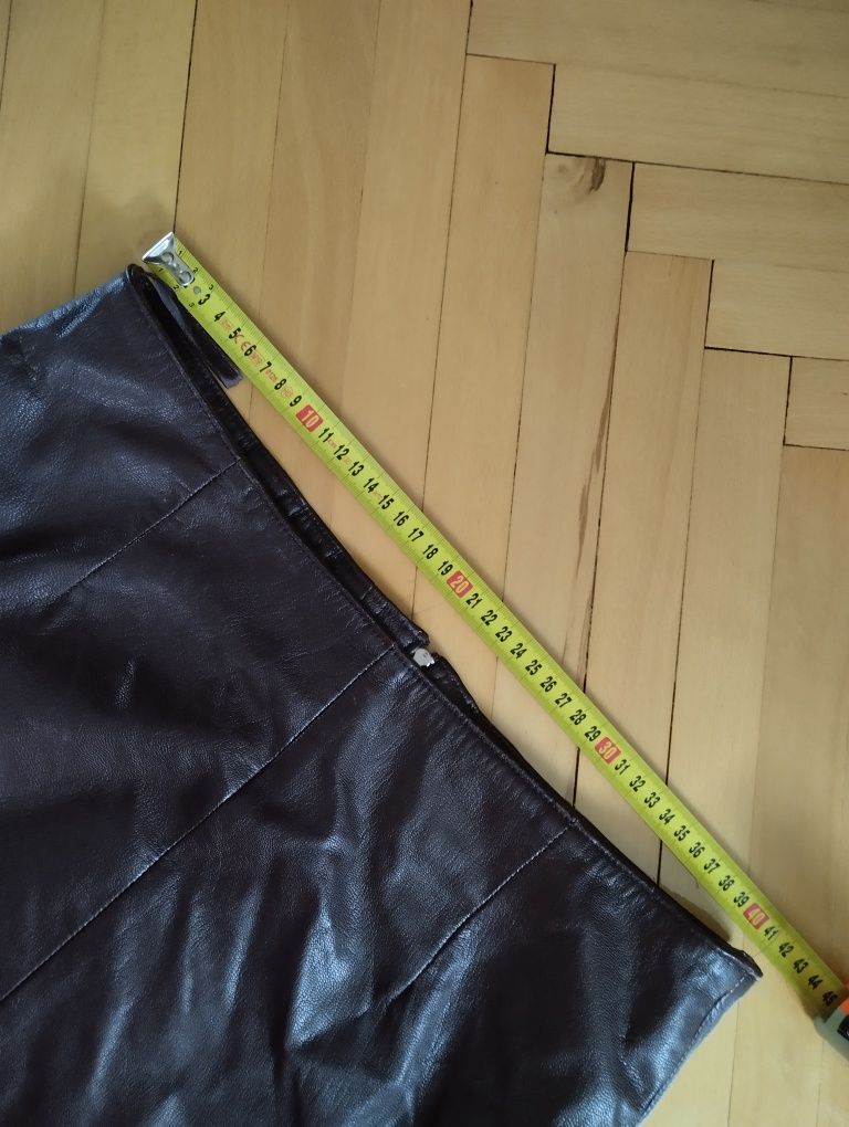 Brązowa skórzana spódnica Vero moda 40 L długa midi za kolano