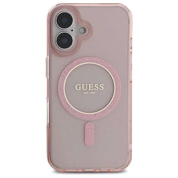 Guess GUHMP16SHFGEREP iPhone 16/6.1" różowy/pink hardcase IML Glitter