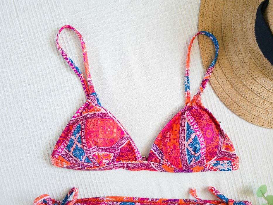 Piękne bikini boho czerwone pomarańczowe strój kąpielowy kolorowe