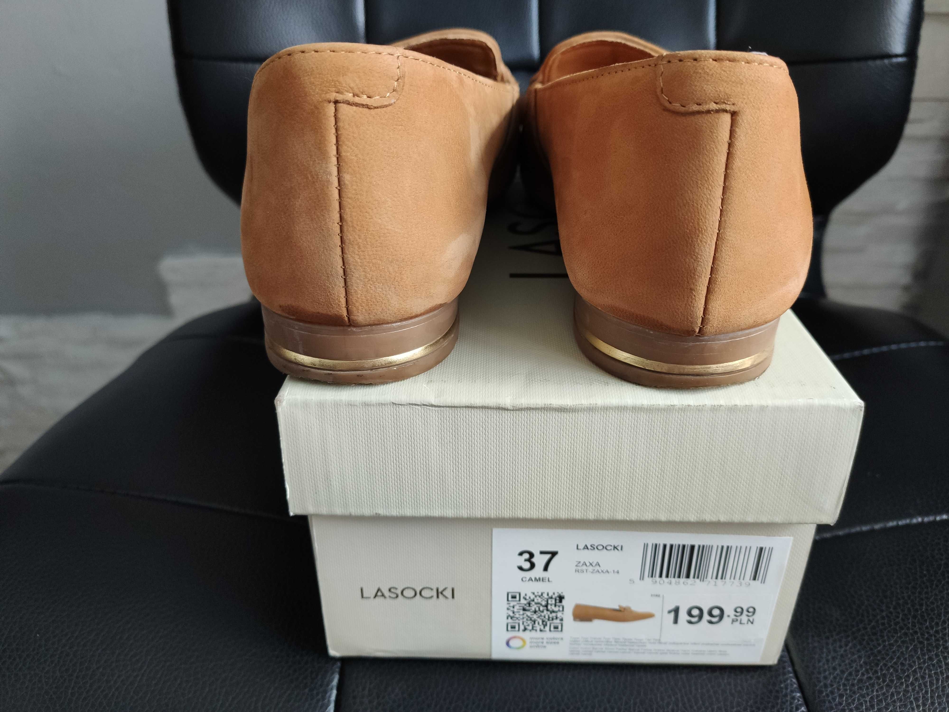 Lordsy mokasyny camel Lasocki zaxa nubuk 37 + torebka gratis