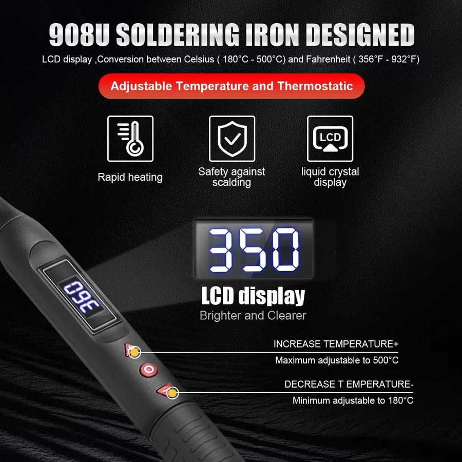 Паяльный набор 80вт паяльник JCD 908U 80W набір для пайки