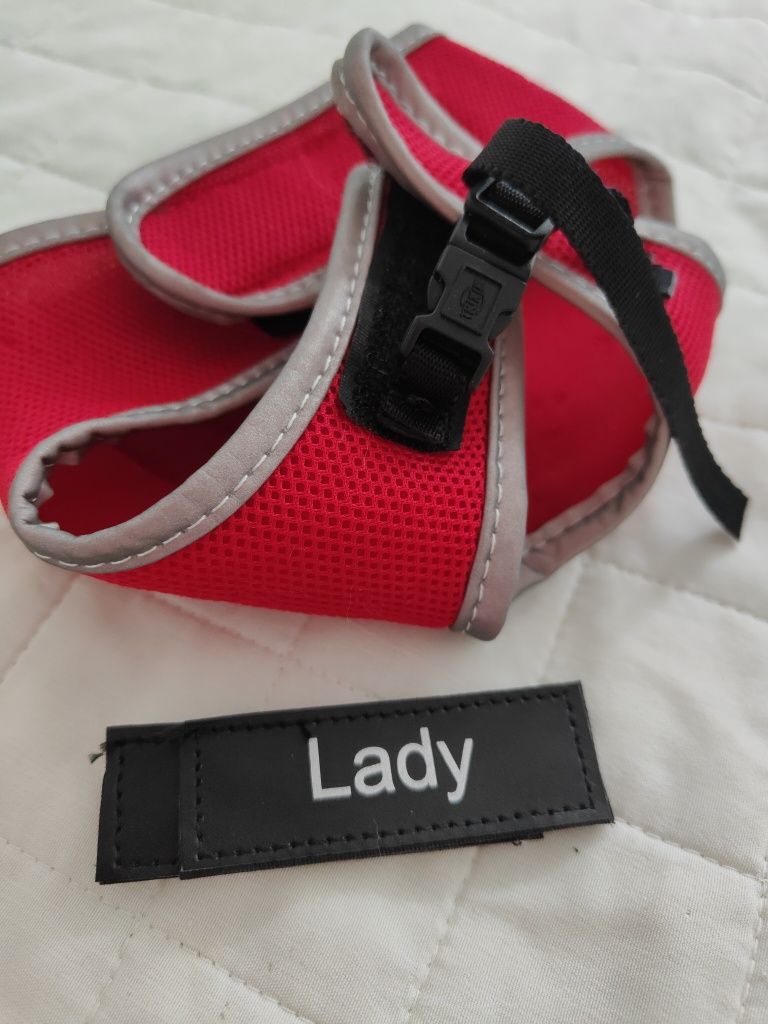 Czerwone regulowane szelki na rzepy dla kota Lady Gentleman Trixie