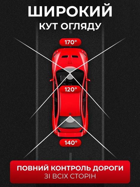 Автомобільний відеореєстратор 3 камери Full HD 4" камера заднего вида
