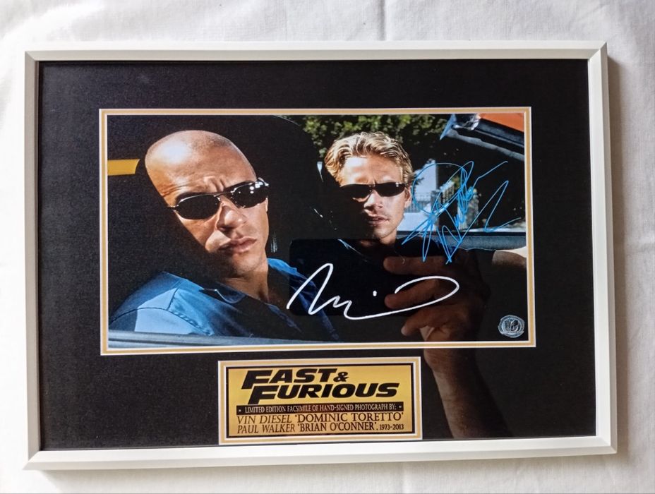 Moldura Filme Fast And Furious - Brian & Dom com Autógrafos (A4)