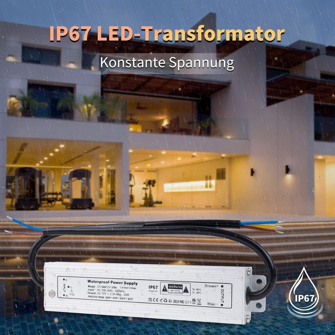 Transformator LED VARICART 12V 30W 2,5A, wodoodporny IP67