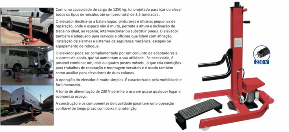 Elevador movel 1250kg