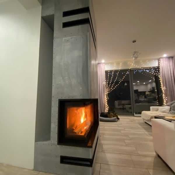 Kominki Kamko- wkład narożny Kratki Pro Lucy 12 Slim 8kW+ zabudowa