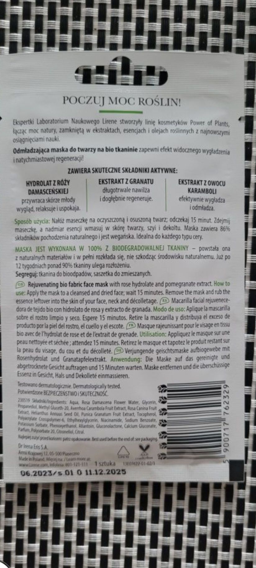 Lirene POWER OF PLANTS Odmładzająca maska do twarzy RÓŻA