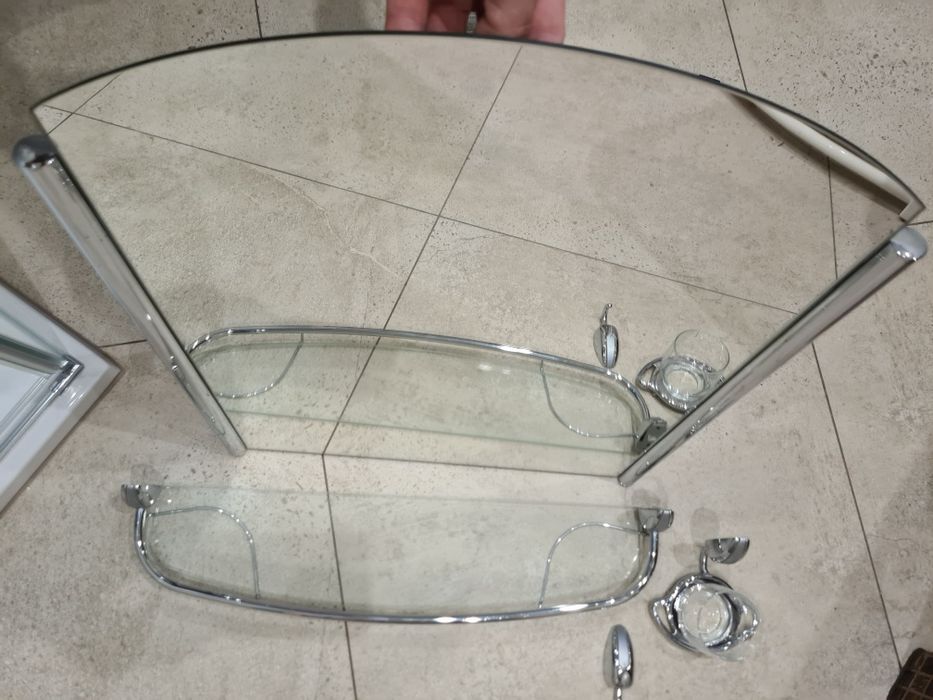 Zestaw łazienkowy lustro, półka, uchwyt, haczyk