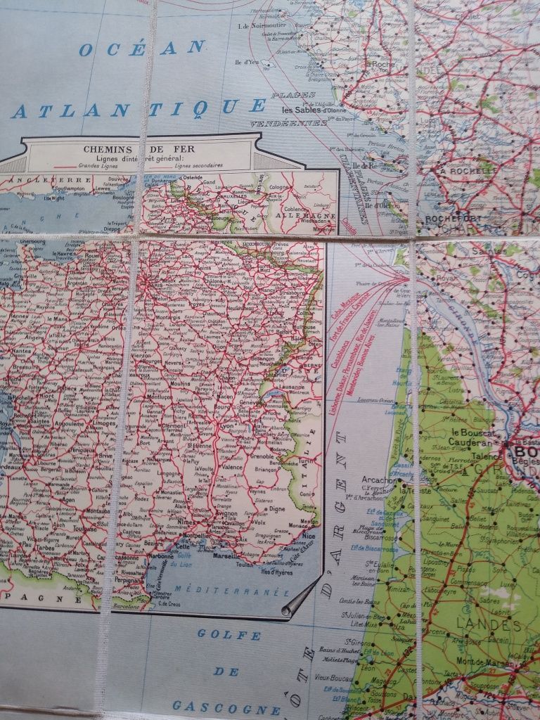 Mapa samochodowa Francji antyk