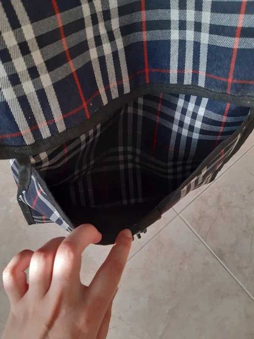 Carrinho para compras xadrez azul marinho