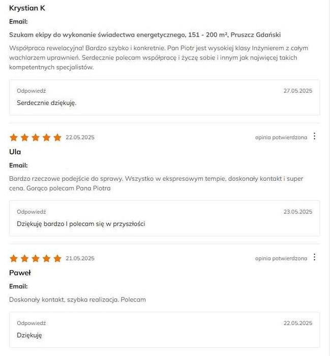 świadectwo charakterystyki NAJLEPIEJ, NAJTANIEJ płatność po wykonaniu