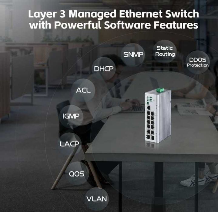 Промисловий 12-портовий повногігабітний керований Solar PoE комутатор