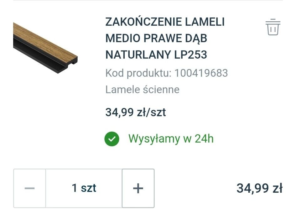 Lamele listwa kończąca prawa MEDIO