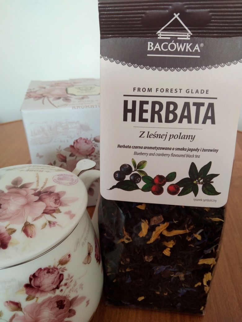 Zaparzacz herbaty kubek secesja rose + herbata Kraków i okolice