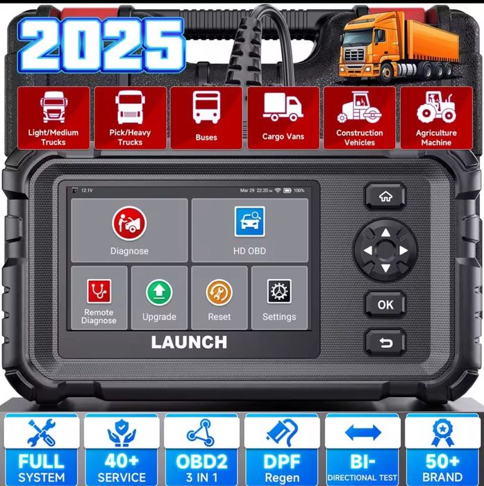 Launch CRP129HD Ciężarowe Autobusy Koparki Traktory ADBLUE DPF I inne
