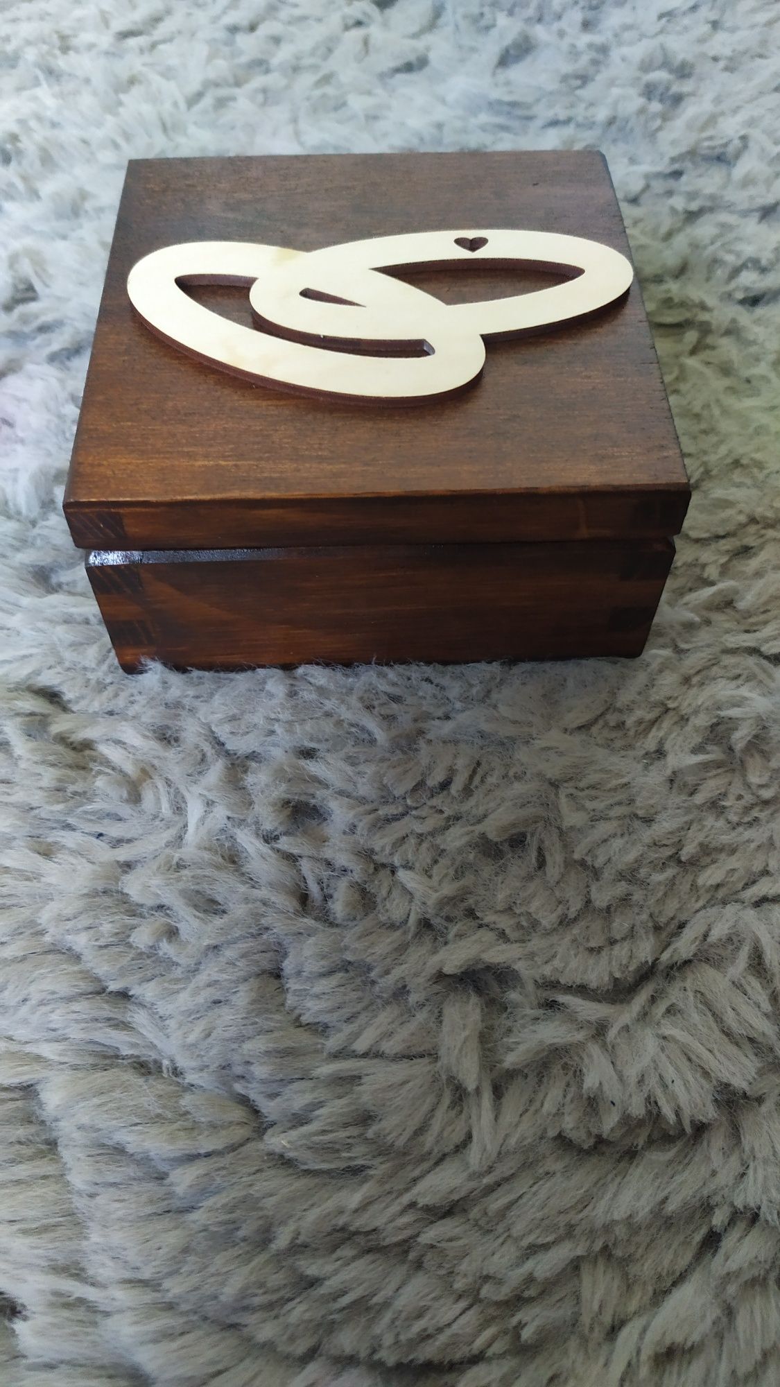 Pudełko na obrączki ślubne, drewniane pudełeczko w stylu rustykalnym